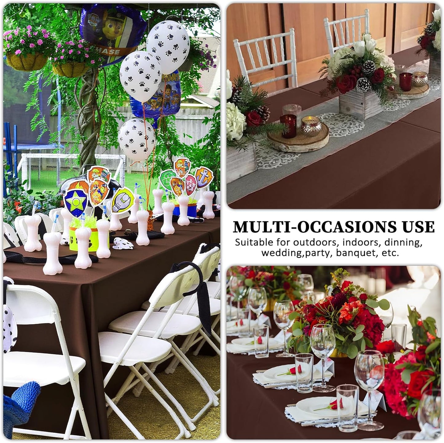 8 Pack Brown Table Cloth 60 x 126 Inch Rectangular Tablecloths for 8 Foot Rectangle Tables, Wrinkle Resistant Brown Tablecloth Washable Polyester Fabric for Buffet Wedding Party Banquet