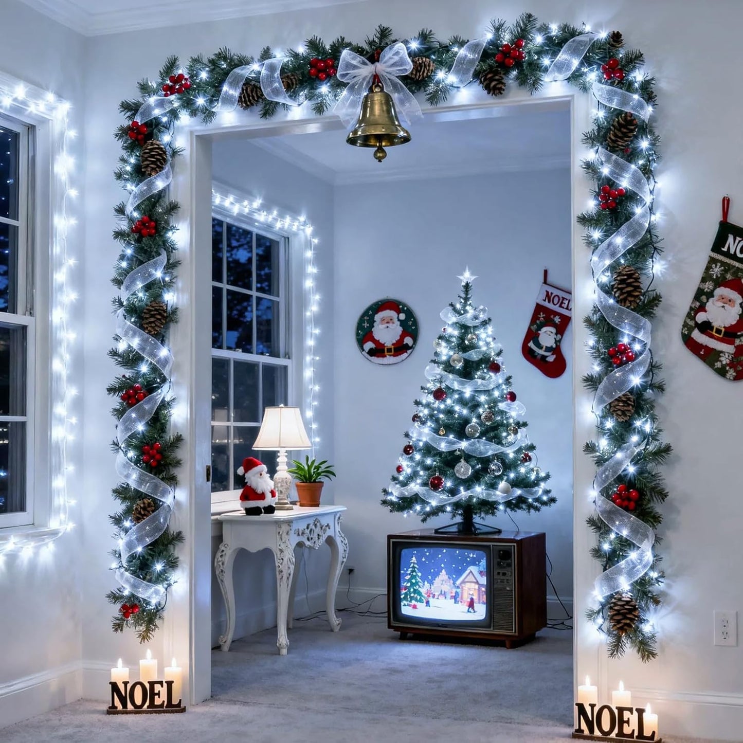 JMEXSUSS 168FT 600 LED White Christmas Lights Outdoor with Remote Indoor Christmas Tree Lights Plug in Cool White Twinkle String Light for Room Holiday Party Xmas Decorations