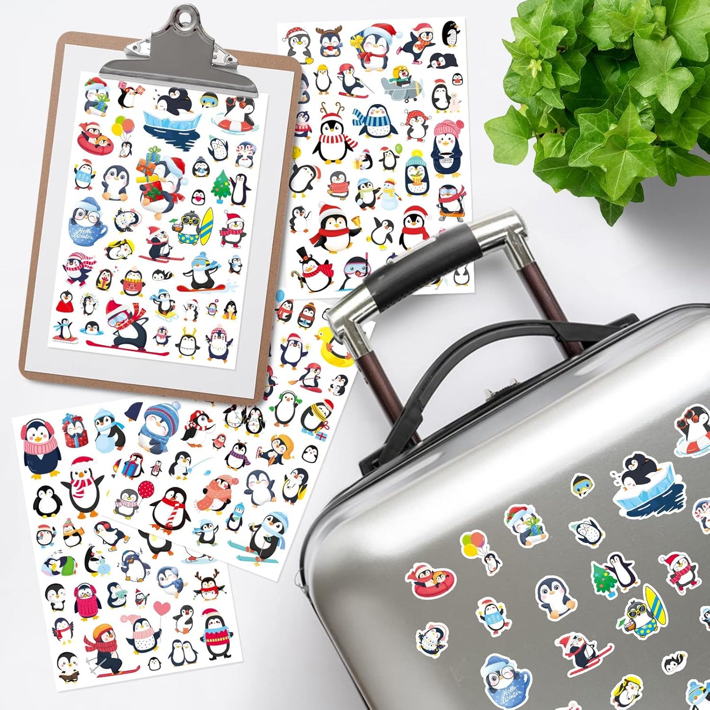 Cute Penguin Stickers 720 Counts Waterproof Cartoon Penguin Animal Decal Sticker Party Gifts Goodie Bags Decor Reward Birthday Party Favors Water Bottle Laptop Adhesive Sticker Invitation Decor