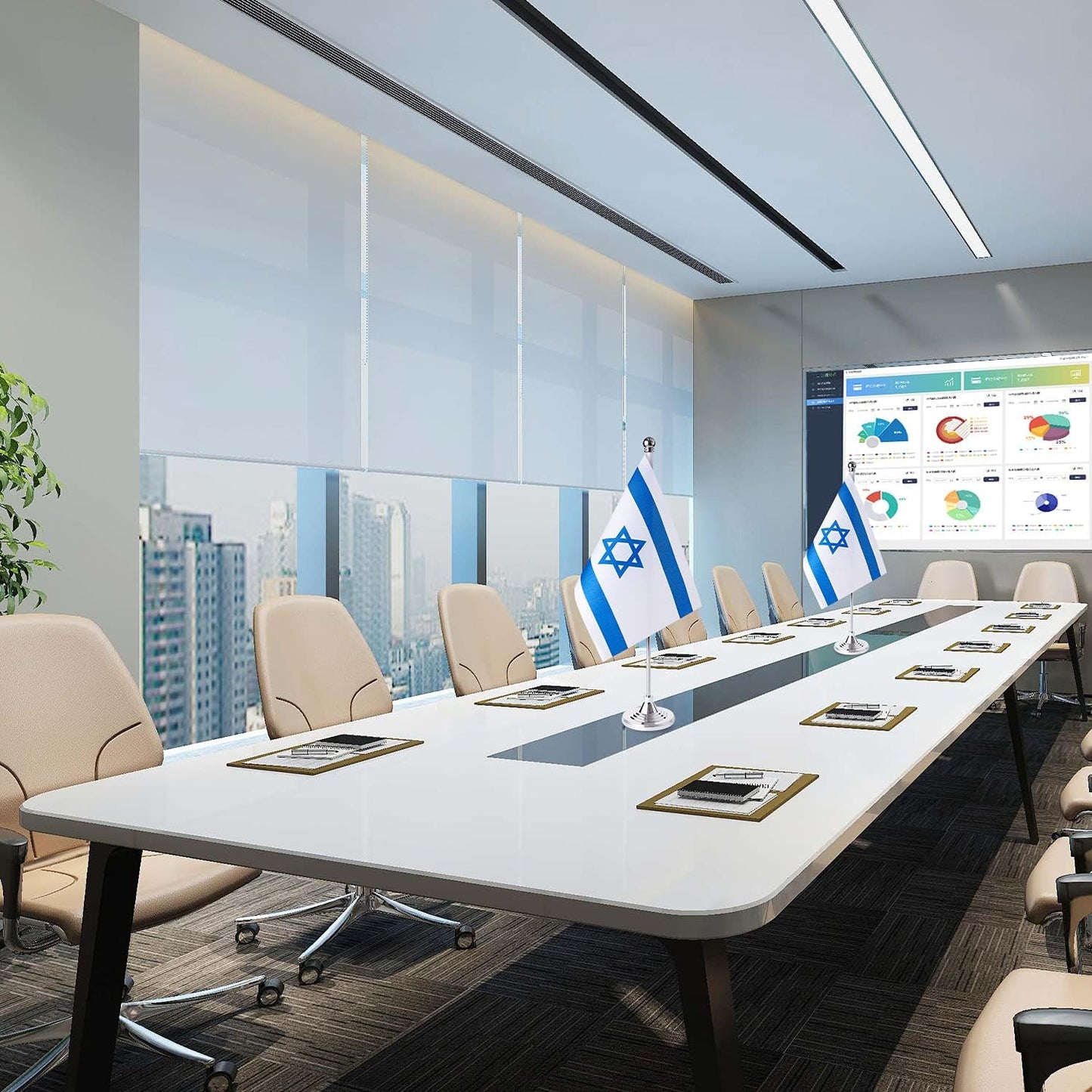 ZXvZYT 2 Pack Israel flag Israeli Table Flag Small Mini Israeli Desk Flags With Stand Base,International Festival Events Celebration Decorate,Home office Decorations