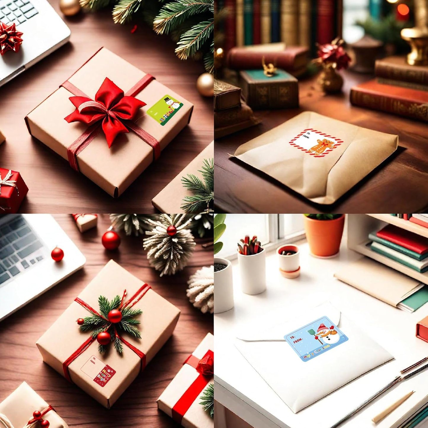 500 Pieces Christmas Gift Tags Sticker Name Tags for Christmas Presents Gift Labels (Inches, 2 x 1.5 Gingerbread)