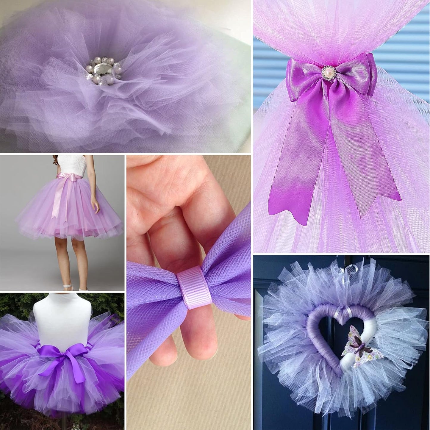 Lavender Tulle Fabric Rolls 6 Inch by 100 Yards (300 feet) Fabric Spool Tulle Ribbon for DIY Lavender Tutu Bow Baby Shower Birthday Easter Party Wedding Decorations Christmas Craft Supplies
