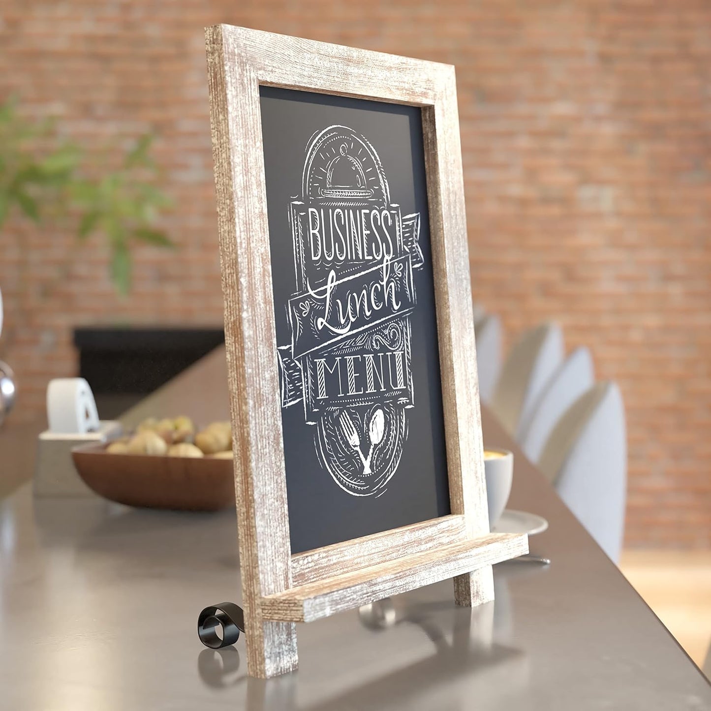 HBCY Creations Rustic Wooden Tabletop Chalkboard with Legs/Vintage Wedding Table Sign/Small Kitchen Countertop Memo Board/Antique Wooden Frame (9.5” x 14” Inches) (5- Weathered Brown)