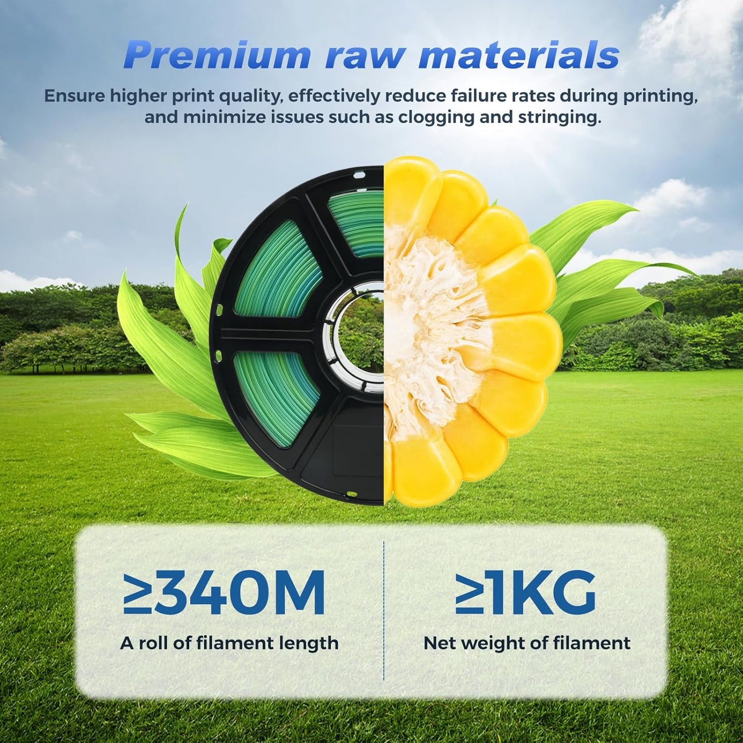 FLASHFORGE Rapid PLA Filament 1.75mm +/- 0.02mm Yellow to Green Gradient, Max 500mm/s High Speed Printing, 3D Printer Filament 1kg(2.2lbs), Changing Colors with Light