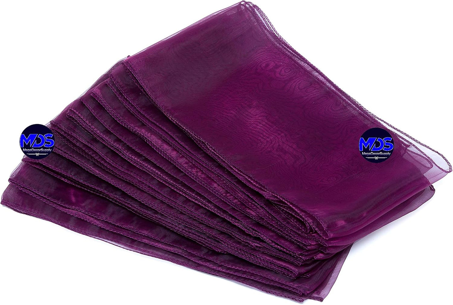 MDS Pack of 75 PCS Organza Chair Sashes Wider Dining Chair Bows Ribbon Tie Back for Wedding Party Birthday Bridal Shower Reception Event Banquet Home Chair Cover Decoration - Eggplant