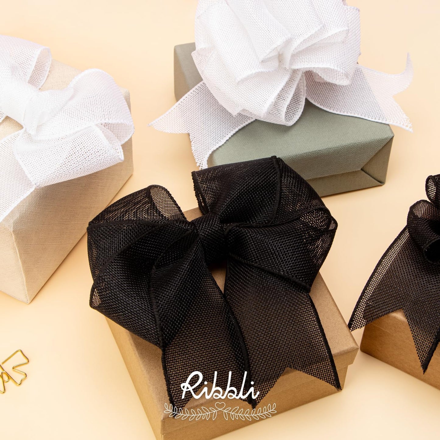 Ribbli Black Burlap Wired Ribbon, 2-1/2” Inch x Continuous 20 Yard, Black Wired Ribbon for Wreaths,Big Bows,Tree Decoration,Outdoor Decoration