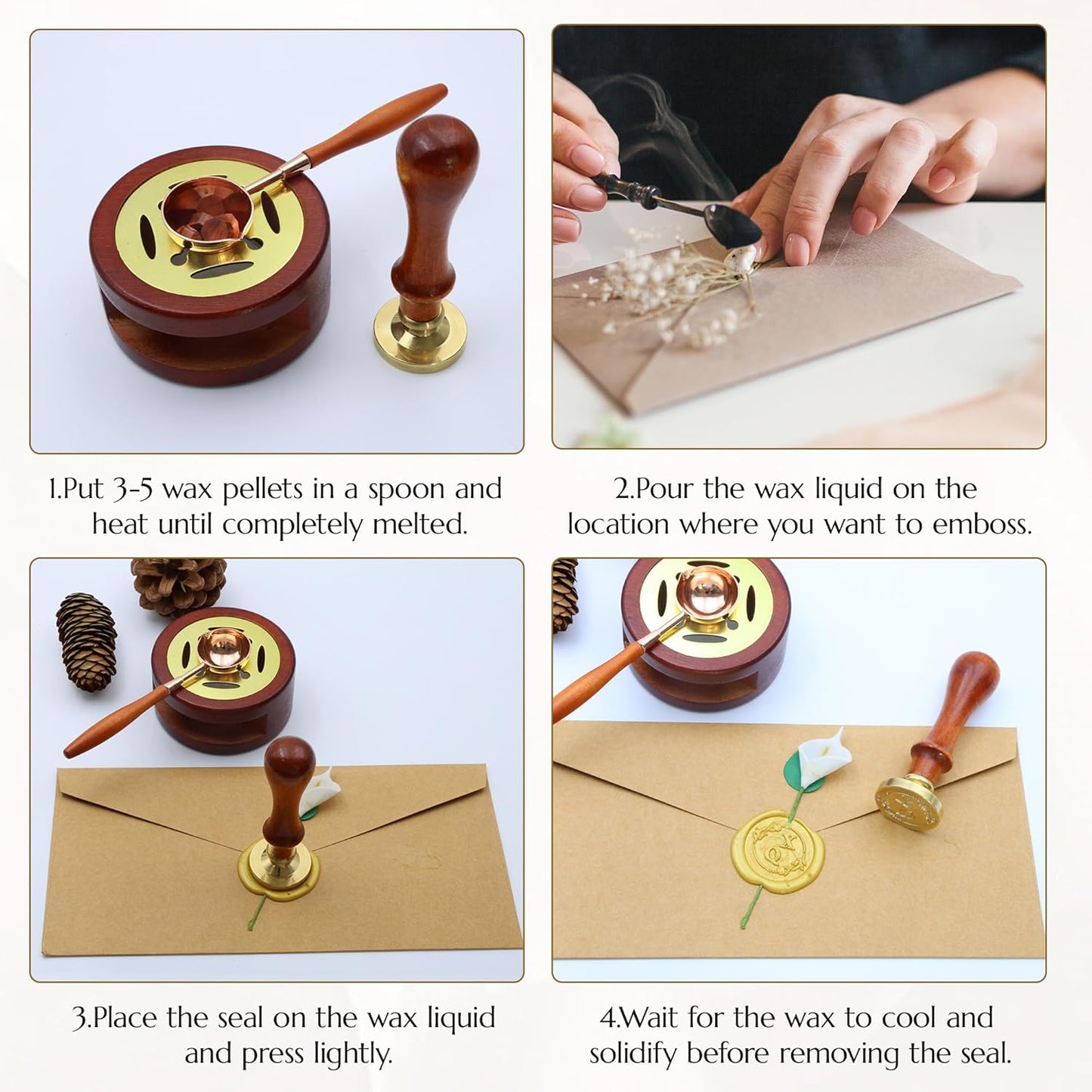 Custom Wax Seal Stamp, Personalized Wax Seal Stamp Kit, Create Your Own Design/Logo/Letter Customization, for Wedding, Invitation, Party, Envelopes, Gift Wrapping, Idea Gift