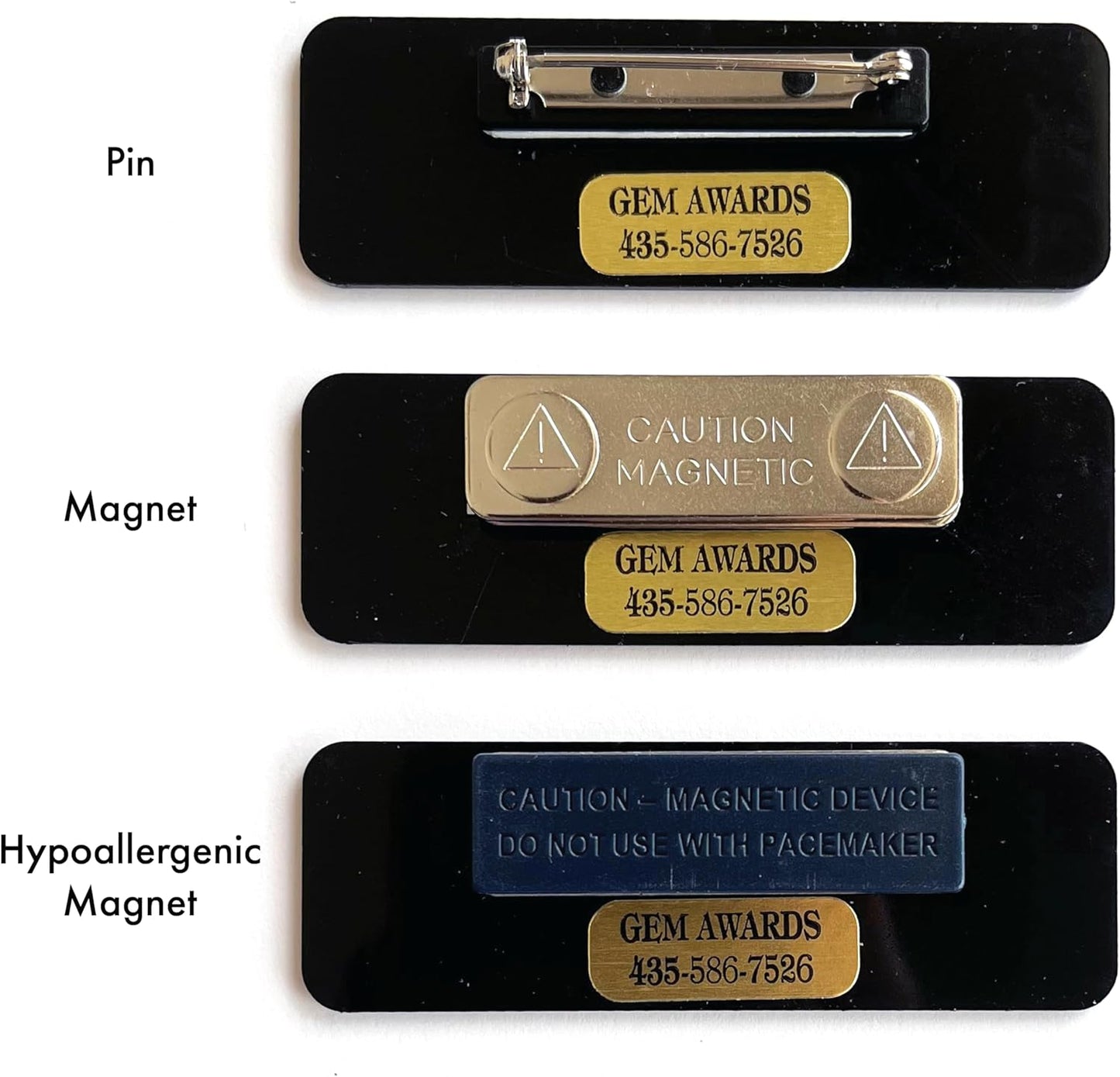 Custom Name Tags - Full Color Logo Name Tags - Scratch Resistant Metal Front & Hard Plastic Back (1.5 x 3 Inch, White)