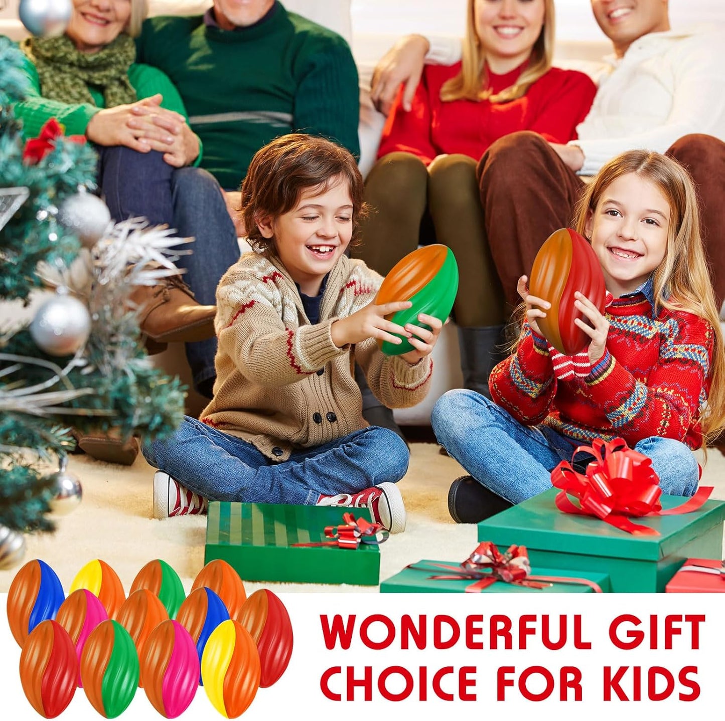 Jerify 12 Pcs Mini Footballs for Kids Spiral Foam Football Bulk 5 Inch Soft Small Waterproof Foam Ball Sports Birthday Toddler Football for Indoor and Outdoor Game(Festive Color)