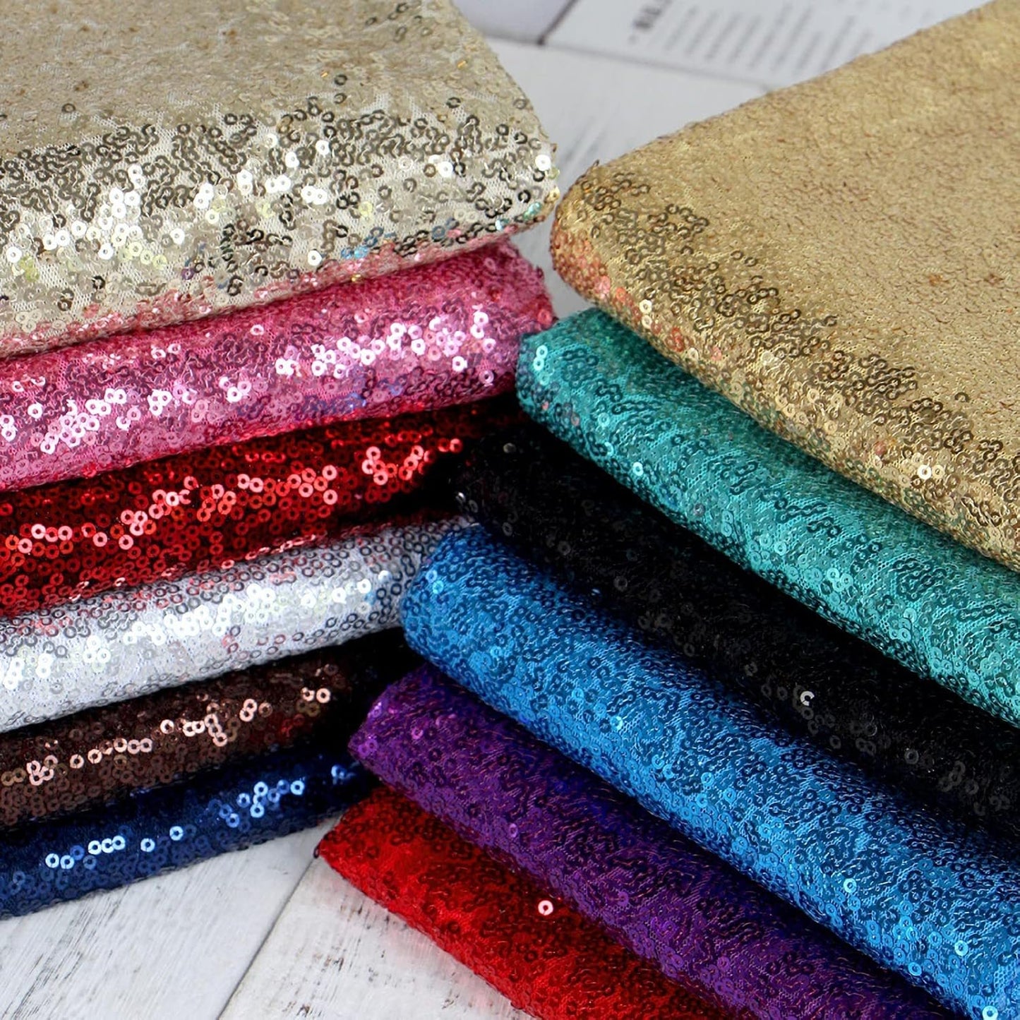 Champagne Sequin Photography Backdrop Curtains 2FTx8FT 2 Panels Sparkly Background Drapes for Party Birthday