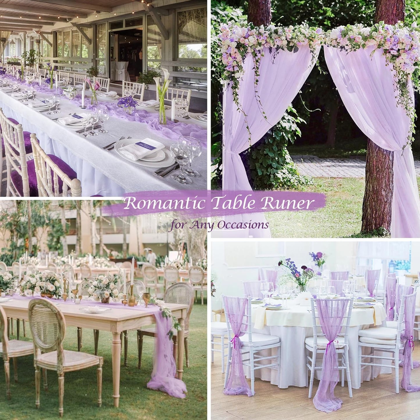 Lilac Purple Cheesecloth Table Runner Boho 10ft Gauze Cheese Cloth Gorgeous Table Runner for Baby Shower Wedding Bridal Shower Fall Thanksgiving Table Decor