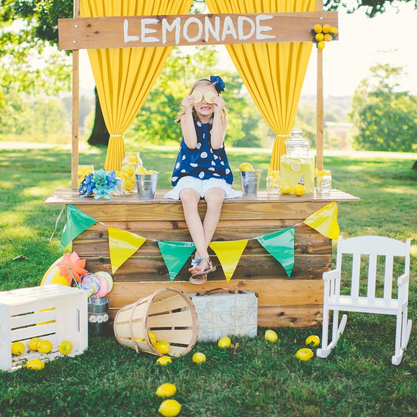 DWCN 10x8 FT Yellow Backdrop Curtains for Parties, Photography Backdrop Drapes with Rod Pockets for Wedding Decorations Stage Birthday Family Gatherings, 2 Panels 5ft x 8ft