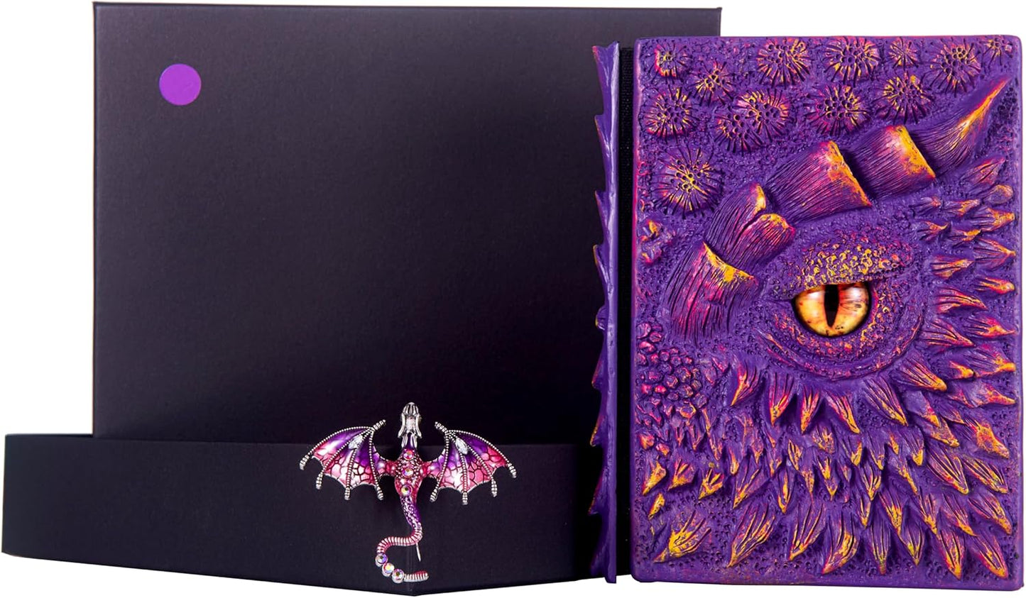 3D Dragon Eye Embossed Journal,Resin Engraving Notebook,Dnd notebook for Dragon Lovers ,Blank Paper,Hardcover Travel Notepad for Writing,Sketchbook,Collection,Gift,Decoration A4 and A5 Size (A5-Purple