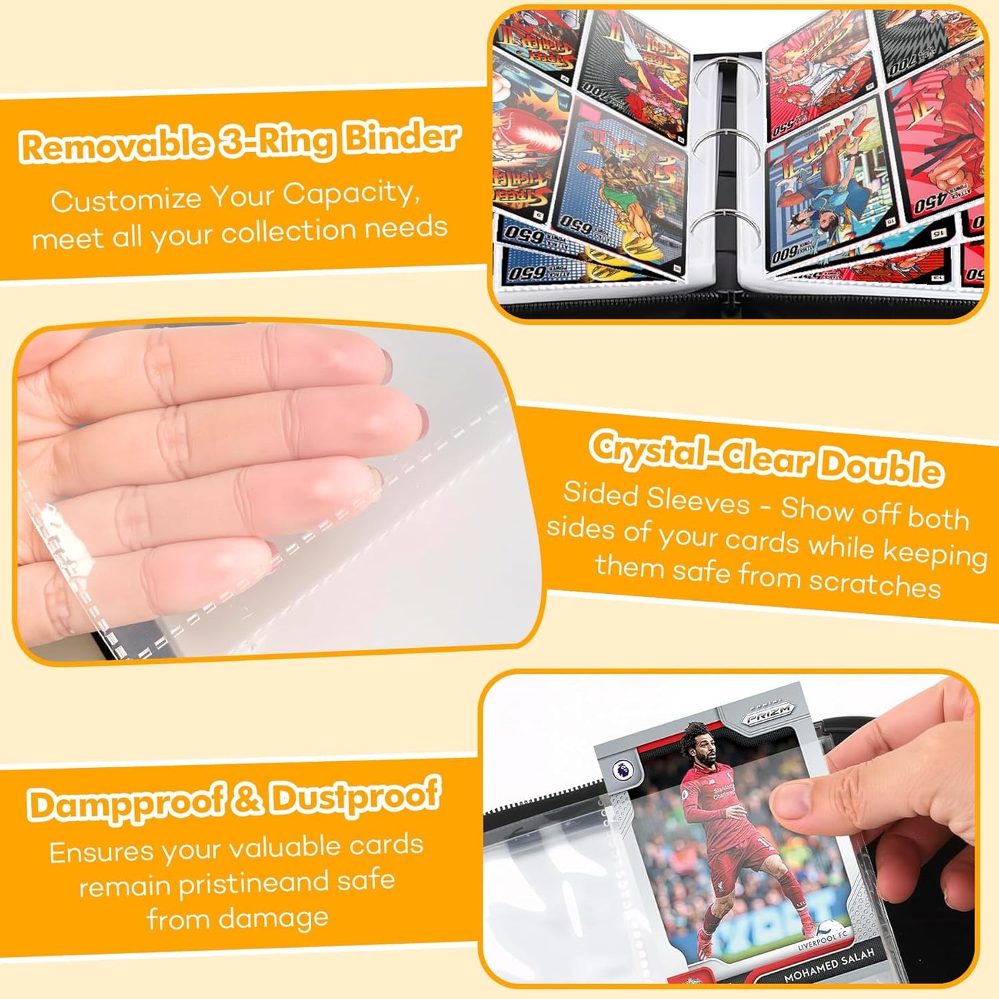 480-Card Binder β 4-Pocket Trading & Gaming Card Album with 60 Removable Sleeves, Portable PU Leather Zipper Case with Handle, Fits MTG & Sports Cards β Gift for Collectors