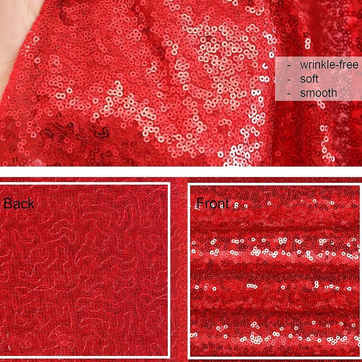 Glitter Party Backdrop Curtain Red - Sequin 10ft x 10ft Background Drapes for Valentines Day Christmas Birthday