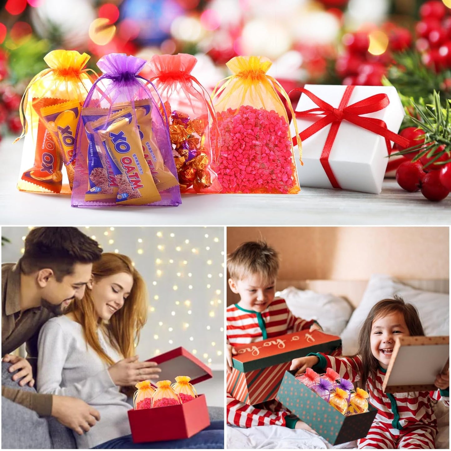 Hopttreely 50PCS Organza Wedding Favor Bags, 4x6 inches Jewelry Gift Bags with Drawstring for Party, Festival, Makeup (Mixed Color)