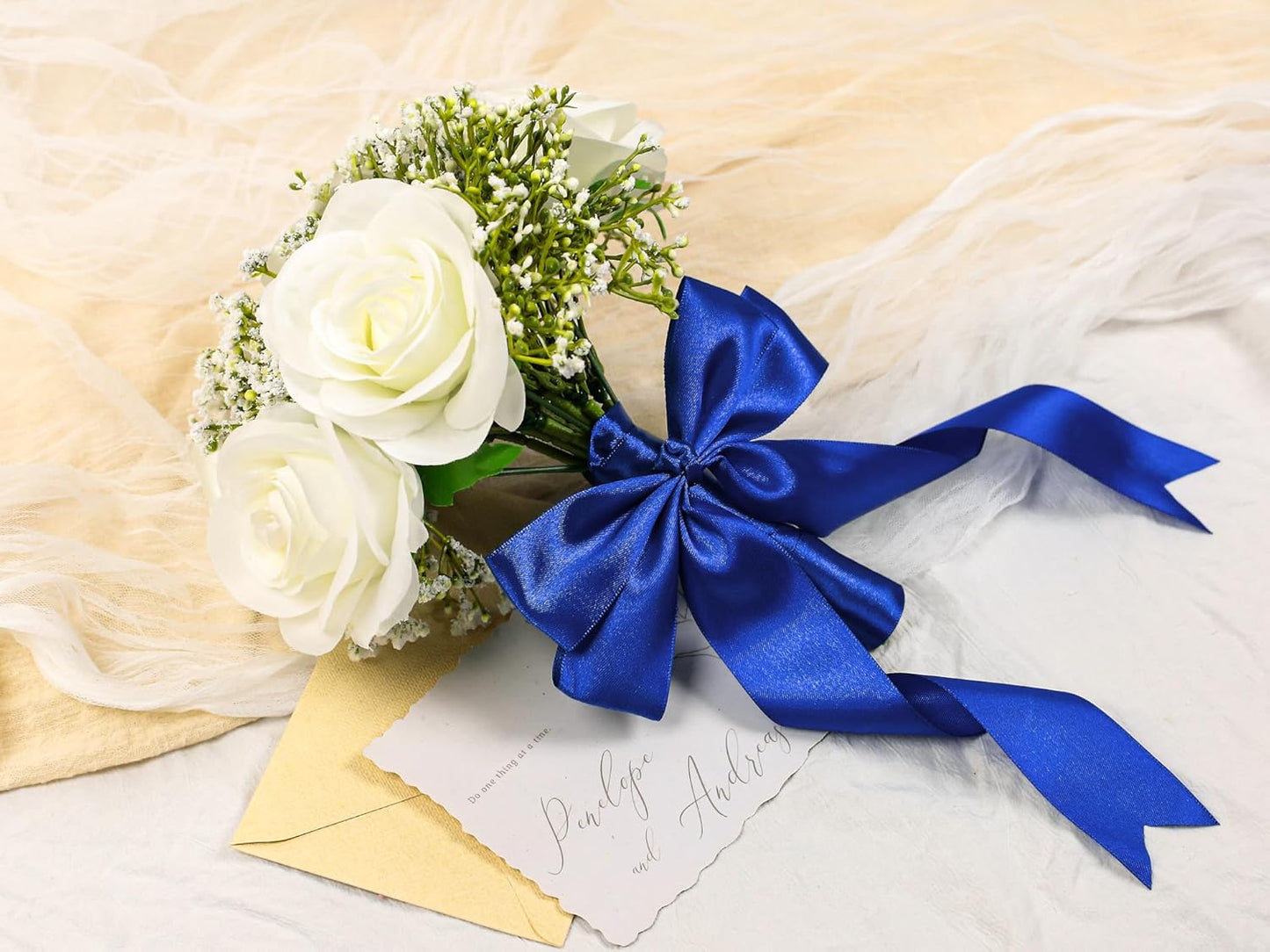 Royal Blue Satin Ribbon 1-1/2 inch X Continuous 100 Yards, Single Face Polyester Ribbon Perfect for Gift Wrapping, Flower Bouquet, Wedding Decor, Crafts, Bow Making, Sewing and More