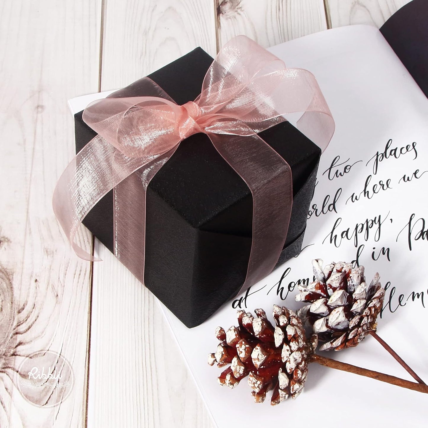 Ribbli Sweet Nectar Pink Sheer Organza Ribbon,1 Inches x Continuous 50 Yard,Rose Ribbon for Gift Wrapping,Bouquet Wrapping,Wedding Decoration,All Crafting and Sewing