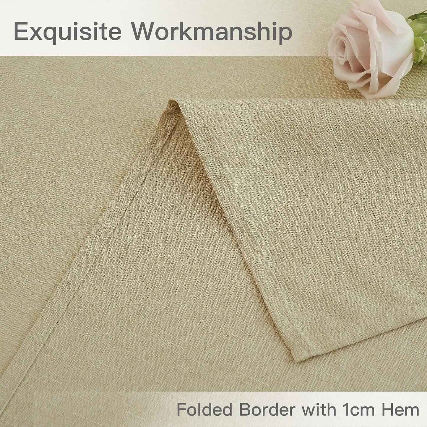 maxmill Rectangle Linen Texture Tablecloth Stain Proof Waterproof Wrinkle Free Washable Dining Table Cloth Wipeable Fabric Table Cover for Dining Room Farmhouse Tablecloths, 60 x 120 Inch, Beige