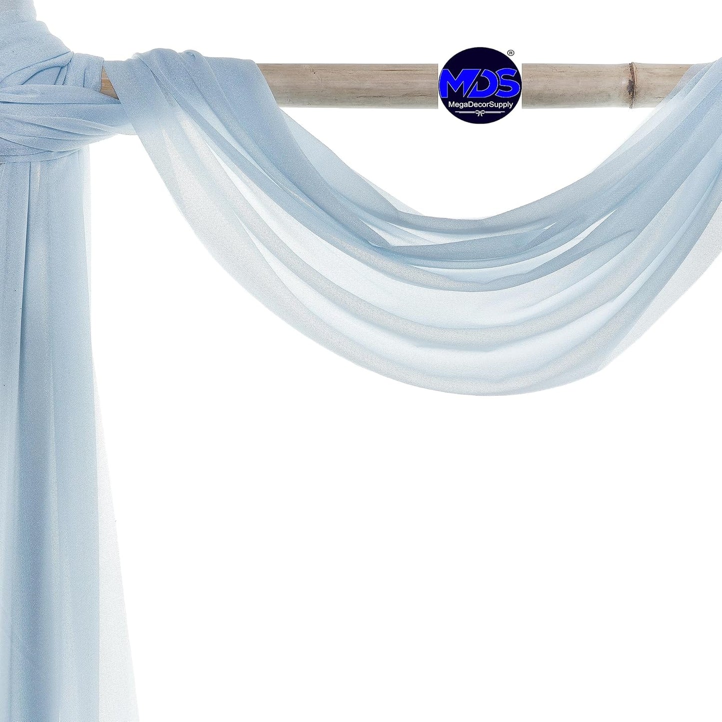 MDS Halloween Chiffon Draping Fabric - 1 Panel, 30" Wide x 30ft Long - Sheer Spooky Arbor & Canopy Drapery for Haunted House Backdrops, Party Ceilings, DIY Costumes & Themed Events - Baby Blue