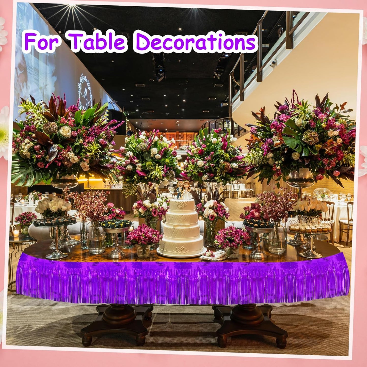 4 Pack 10 Feet Glitter Purple Parade Float Decorations for Trailer Car, Glitter Foil Fringe Metallic Tinsel Streamers Banner Garland for Graduation Homecoming Birthday Party (Glitter-Purple)