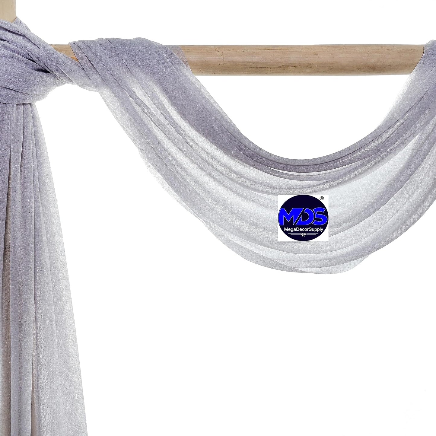 MDS Halloween Chiffon Draping Fabric - 1 Panel, 30" Wide x 50ft Long - Sheer Spooky Arbor & Canopy Drapery for Haunted House Backdrops, Party Ceilings, DIY Costumes & Themed Events - Cool Gray