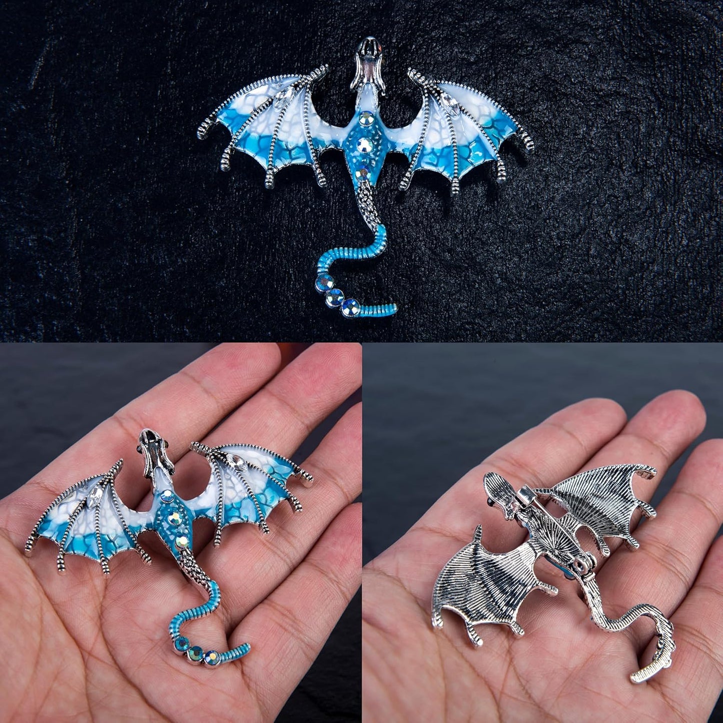 3D Dragon Eye Embossed Journal,Resin Engraving Notebook,Dnd notebook for Dragon Lovers ,Blank Paper,Hardcover Travel Notepad for Writing,Sketchbook,Collection,Gift,Decoration A4 and A5 Size (A5-Ice dragon with brooch)