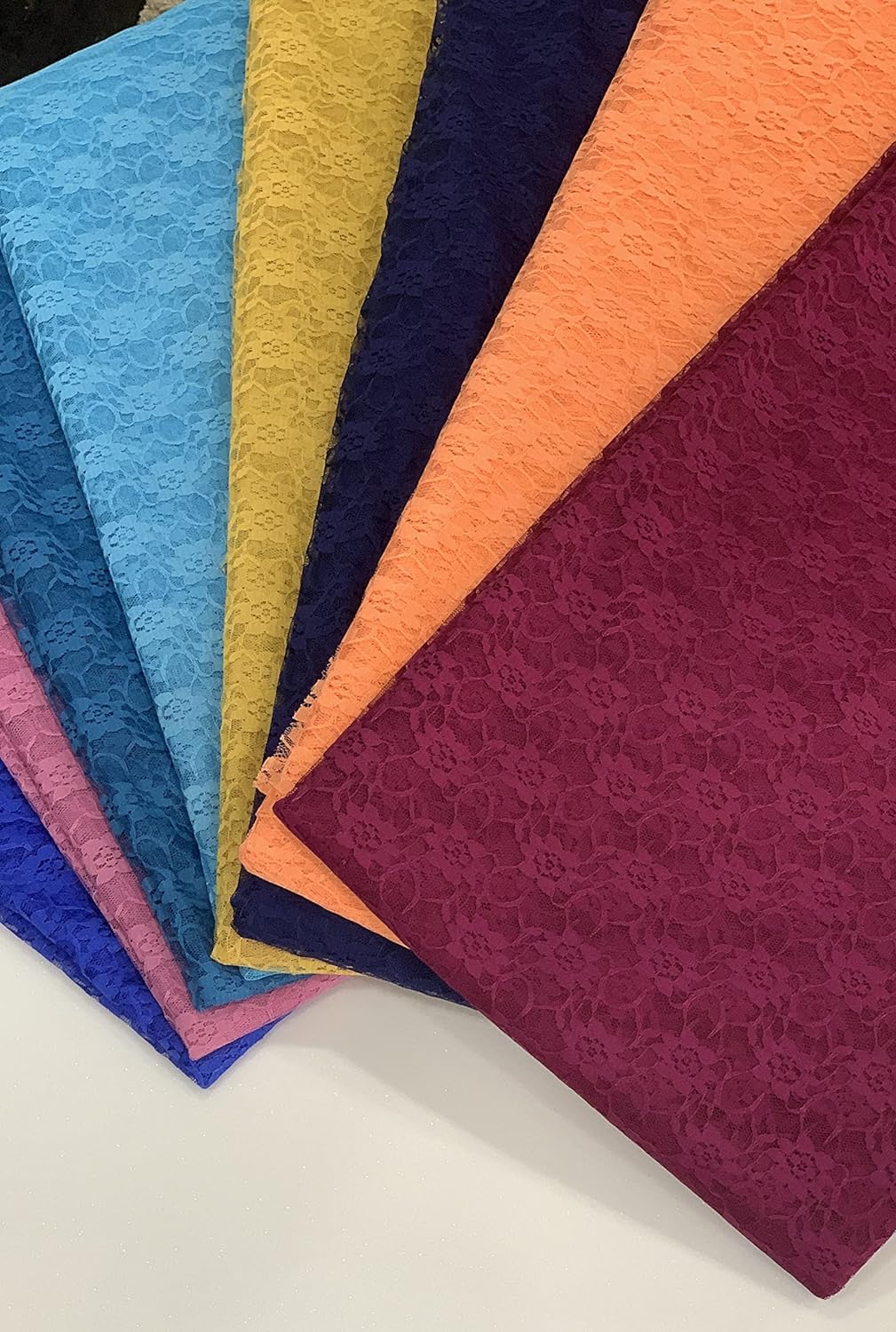 MDS Pack of 5 Wedding 12 x 108 inches Lace Table Runner for Wedding, Decorations for Birthday Parties, Banquets, Graduations, Engagements, and Runners fit Rectangle, Round Table- Dusty Pink