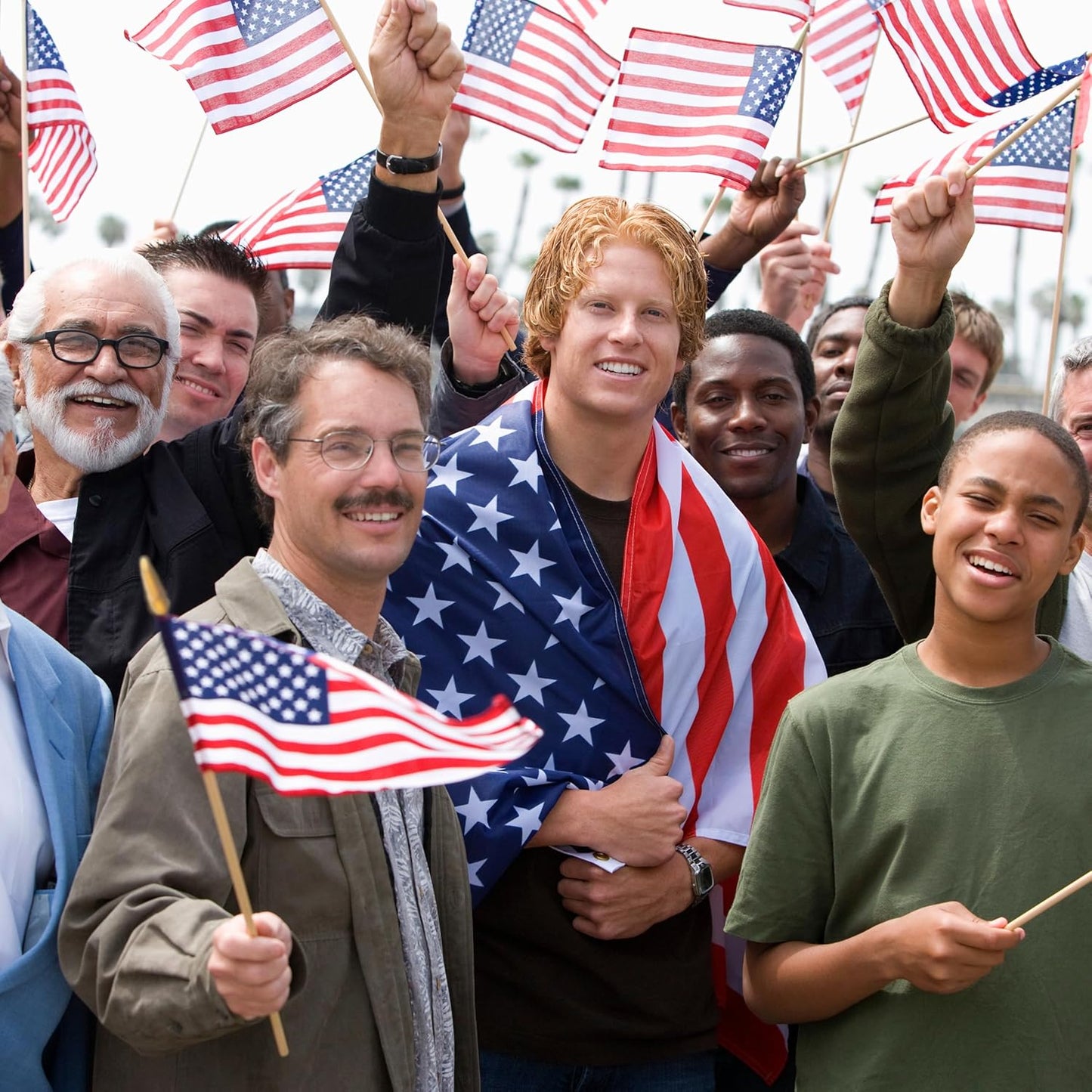 WEITBF 12Pcs 8×12 Inch Small American Flags on Stick Mini USA Flags US Handheld Flag Outdoor Decorations 