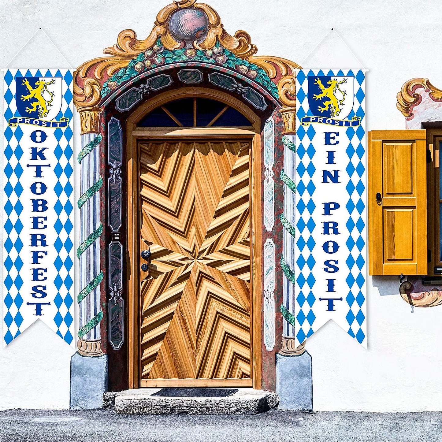 Blulu Oktoberfest Decorations Oktoberfest Banner Sign October Festival Party Decorations Bavarian Check Flag Porch Welcome Banner Flags Decor for German Parade Beer Festival Party Supplie