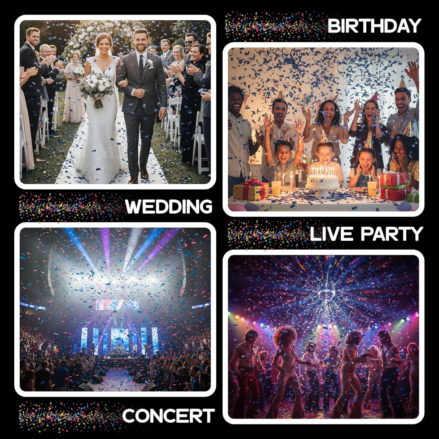 Dark Blue Biodegradable Confetti - Rectangular Flame-Resistant Tissue Paper Confetti for Cannon and Launcher use – Best for Gender Reveal, Parties, and Concerts - 20 lb, 320 oz