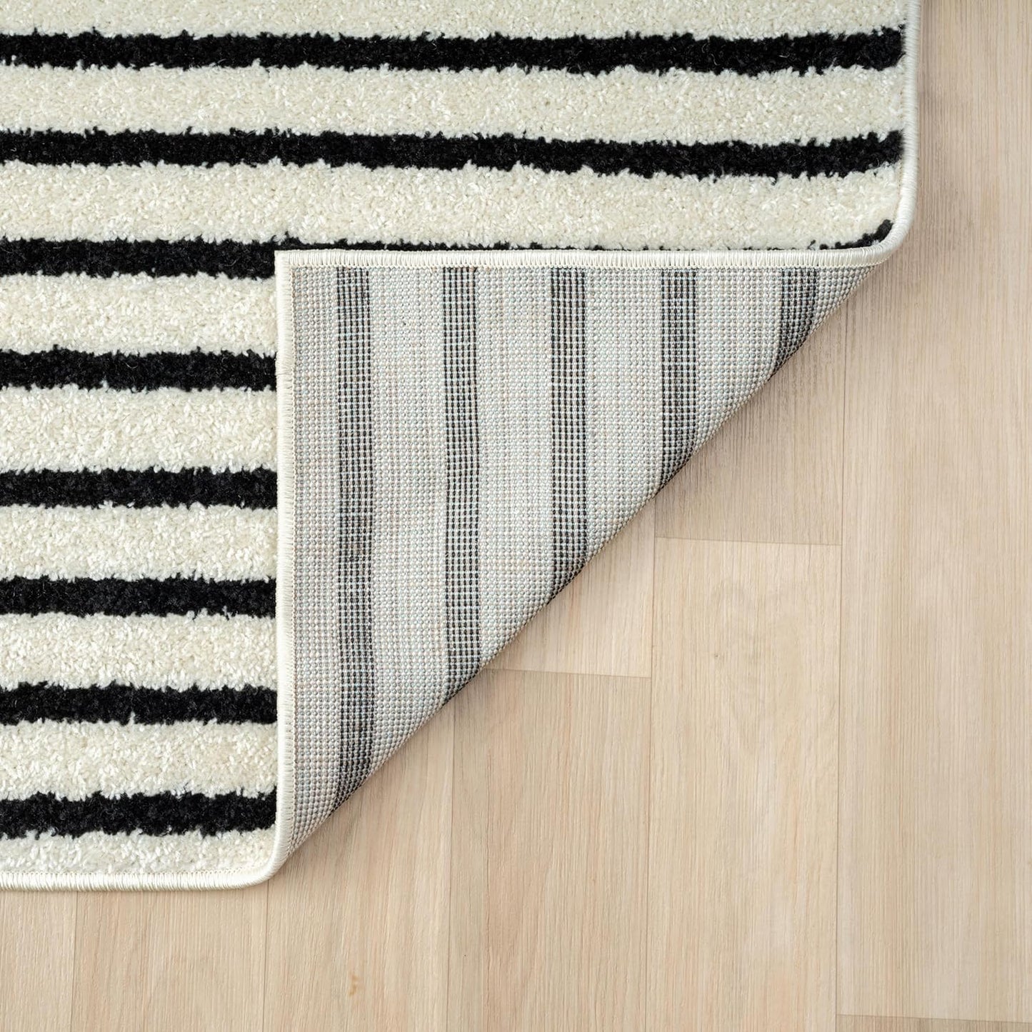 Abani Nuevo Collection Area Rug - Mid-Century Black and White Arch Knot Design - 2'6" x 6' - for Living Room, Bedroom & Office