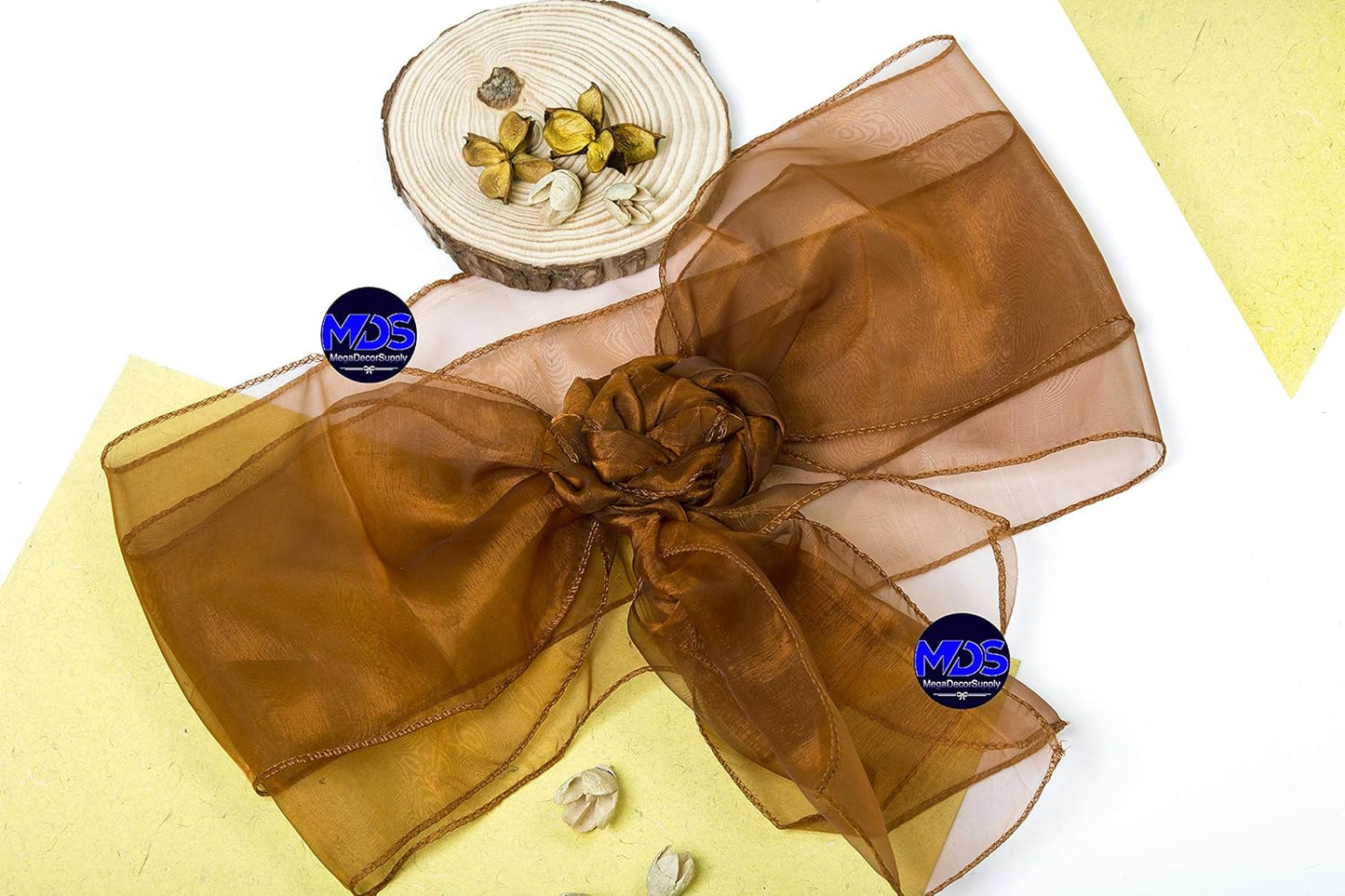 MDS Pack of 150 PCS Organza Chair Sashes Wider Dining Chair Bows Ribbon Tie Back for Wedding Party Birthday Bridal Shower Reception Event Banquet Home Chair Cover Decoration - Bronze