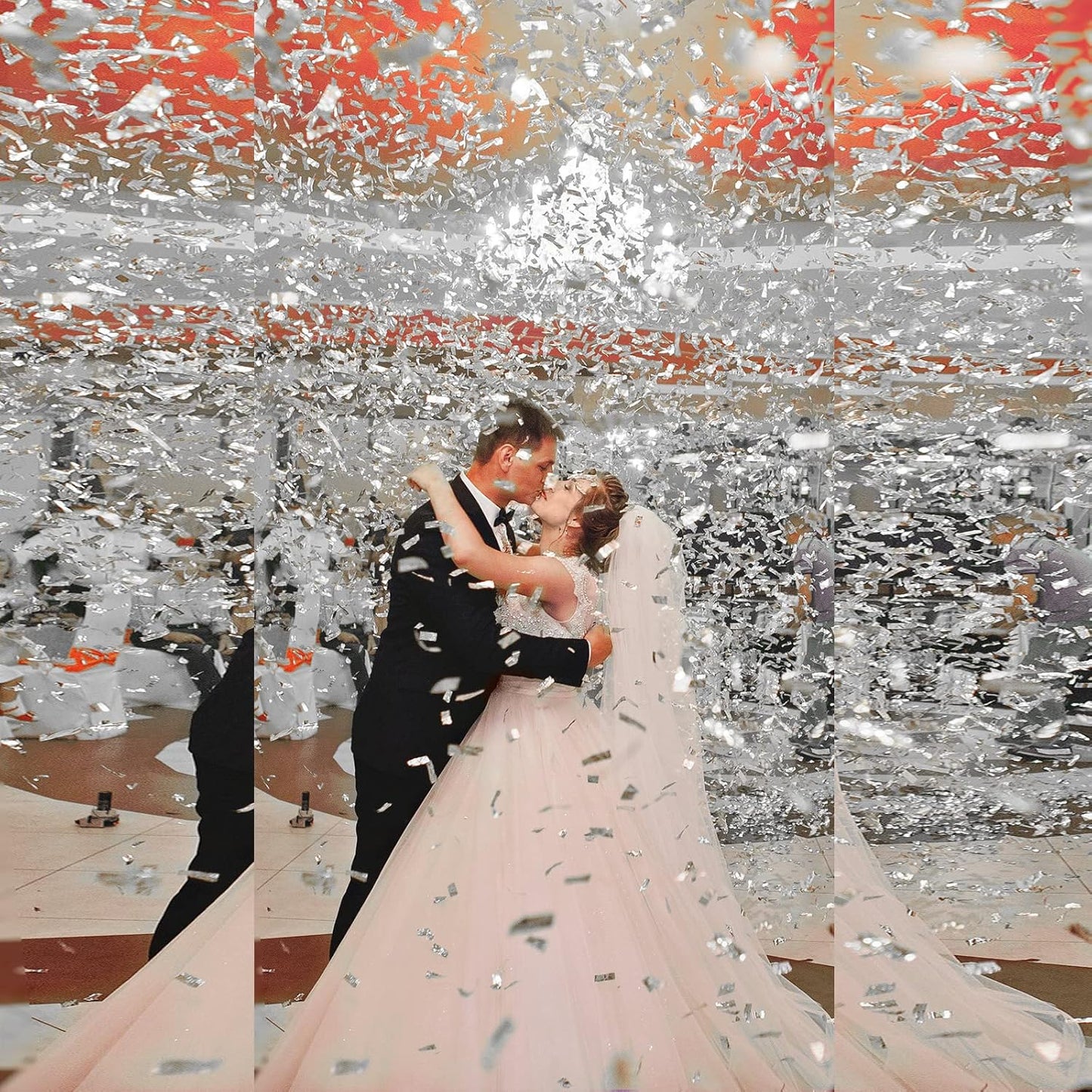 Sumind 200 Grams Gold Silver Large Metallic Confetti Rose Glitter Throwable Table Scatter Foil Confetti for Christmas Birthday Party Baby Shower Graduation Wedding Celebrations(Silver)