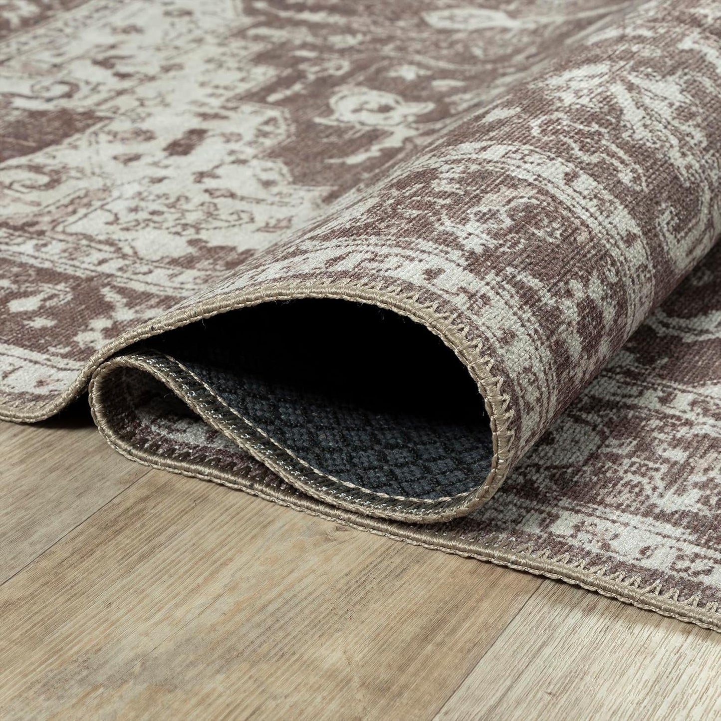 Bloom Rugs Washable Non-Slip 9' x 12' Rug - Dark Brown Traditional Medallion Area Rug for Living Room, Bedroom, Dining Room, and Kitchen - Exact Size: 9' x 12'