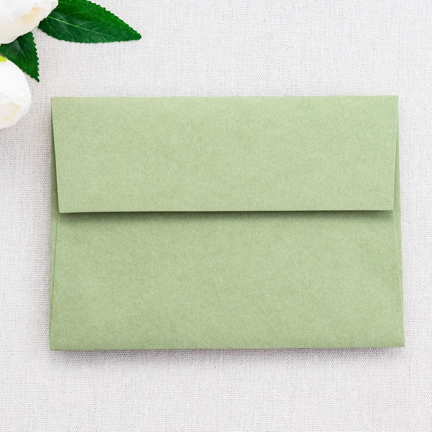 PONATIA 50 Pieces 5x7 Envelopes, A7 Envelopes Self Seal for Weddings, Invitation Cards, Photos, Postcards, Greeting Cards Mailing, Baby Shower, Graduation, Christmas Gift Cards (Sage Green)