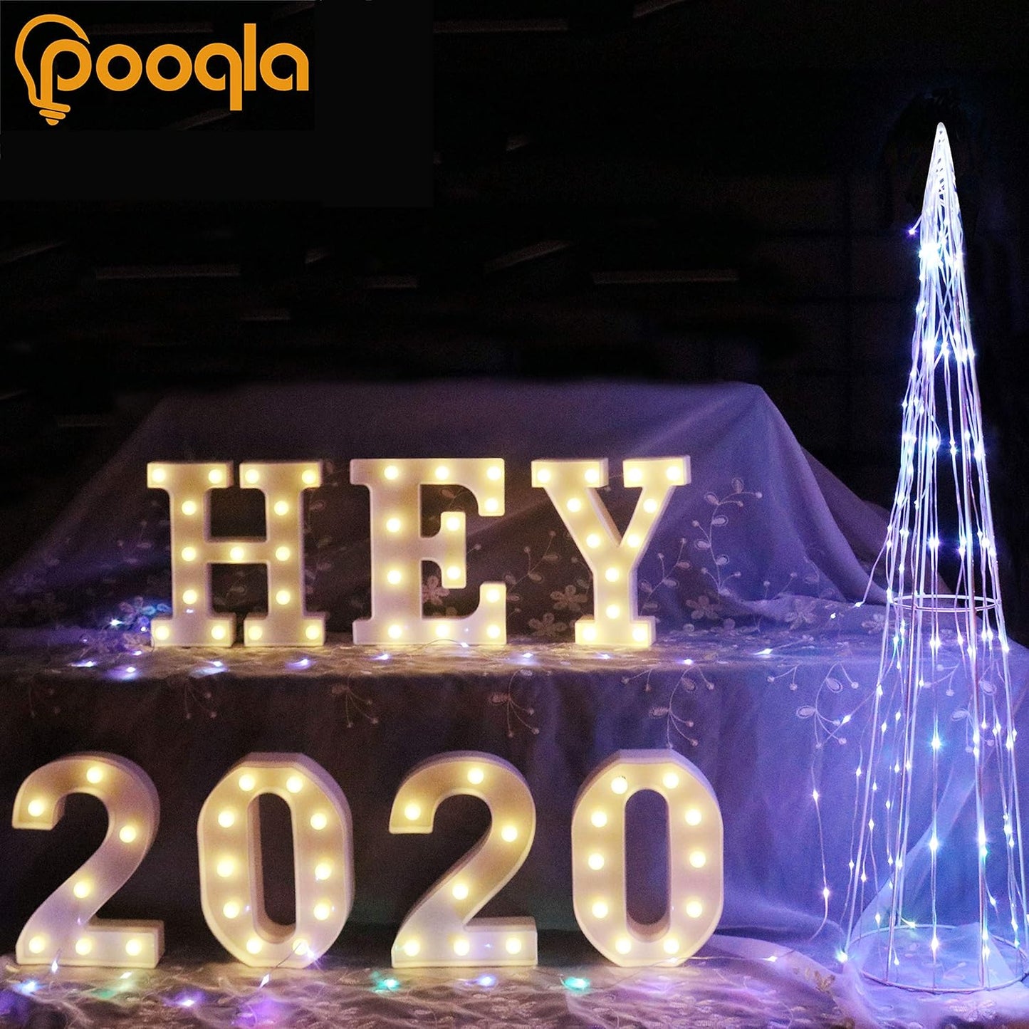 Pooqla LED Marquee Letter Lights Sign, Light Up Alphabet Letter for Home Party Wedding Decoration W