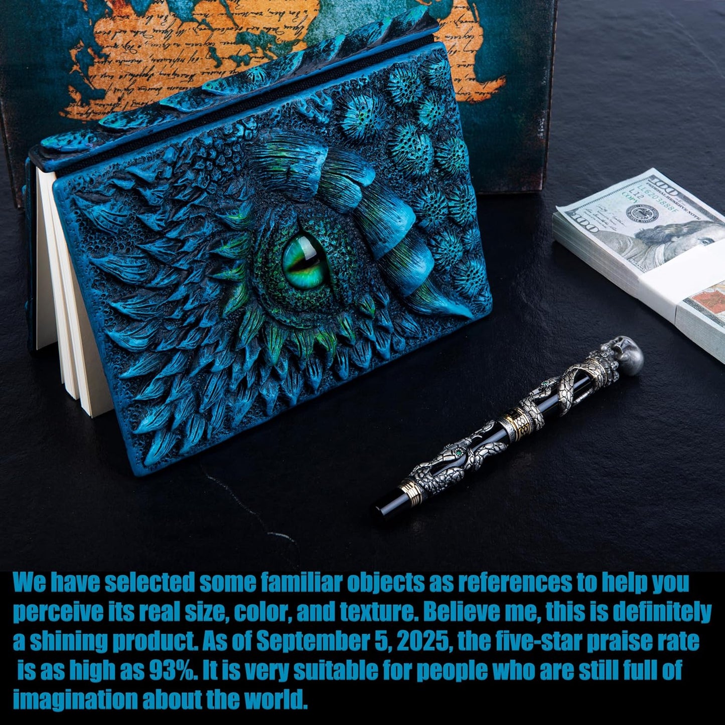 3D Dragon Eye Embossed Journal,Resin Engraving Notebook,Dnd notebook for Dragon Lovers ,Blank Paper,Hardcover Travel Notepad for Writing,Sketchbook,Collection,Gift,Decoration A4 and A5 Size (A5-Blue-Lined)