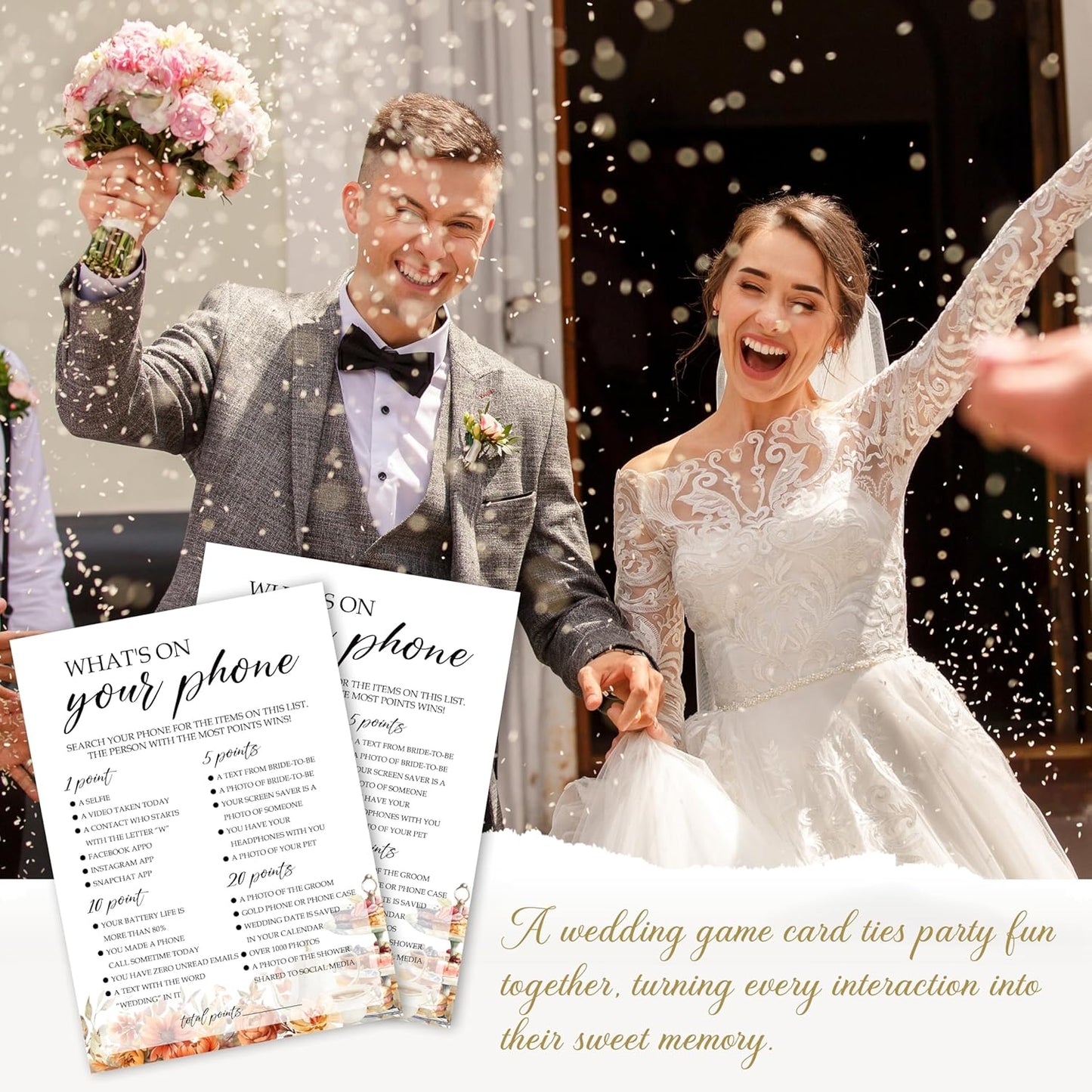 Fall Bridal Shower Games Cards, What's On Your Phone Wedding Bachelorette Party Games, Fall in Love Bridal Shower Decorations, 25 Cards, G10