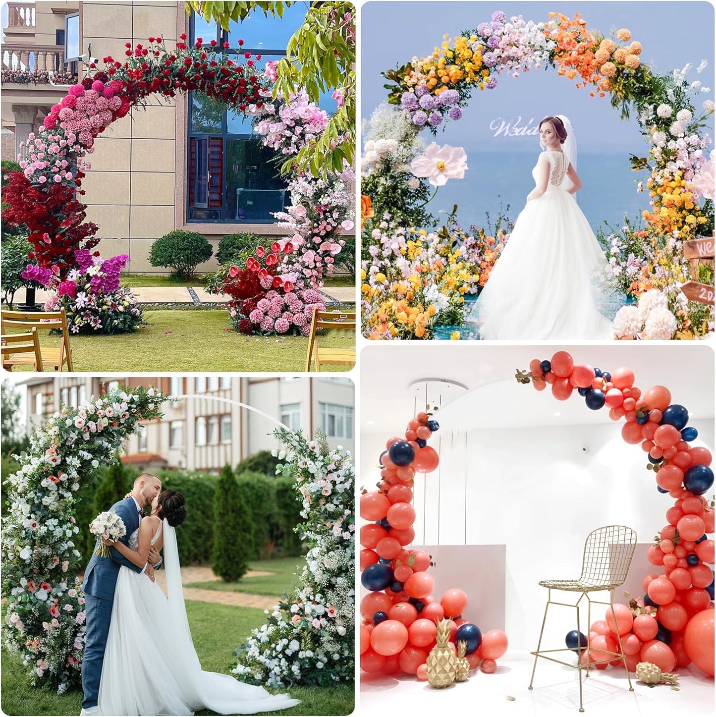 Asee'm 8.5FT White Wedding Arch Round Backdrop Stand Large Circle Metal Floral Balloon Frame for Party Anniversary Birthday Graduation Valentine Ceremony Decorations