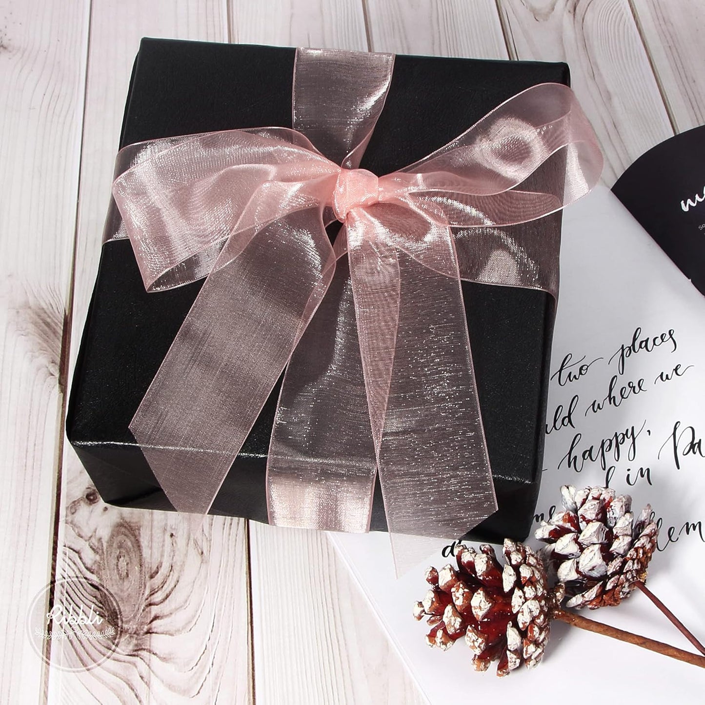 Ribbli Sweet Nectar Pink Sheer Organza Ribbon,1-1/2 Inches x Continuous 50 Yard,Rose Ribbon for Gift Wrapping,Bouquet Wrapping,Wedding Decoration,All Crafting and Sewing