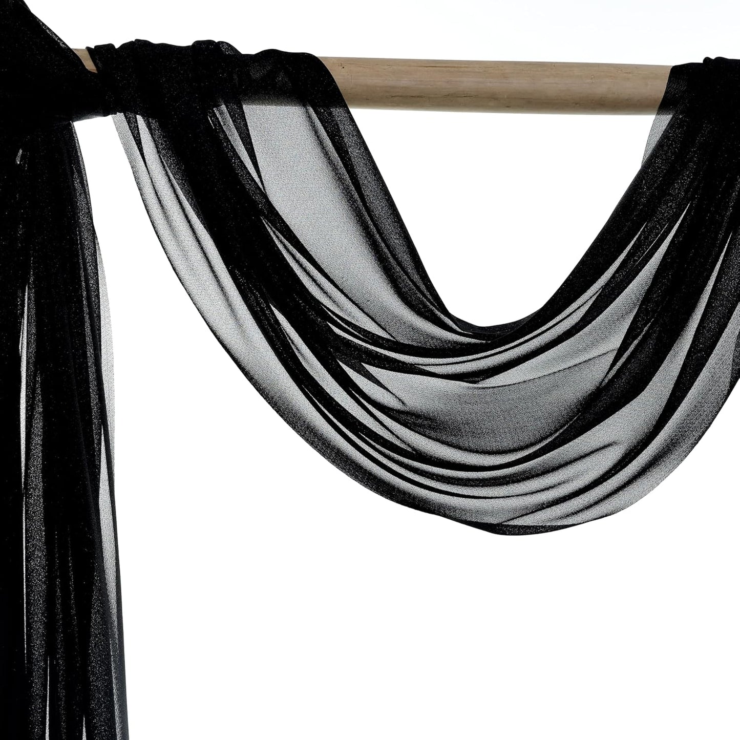 VDS Pack of 2 Panel (30 Inch X 20 Feet) Wedding Arch Draping Fabric Sheer Chiffon Fabric Drapery for Wedding Ceremony Reception Swag Backdrop Canopy Chuppah ARBO Altars Decoration (Black)