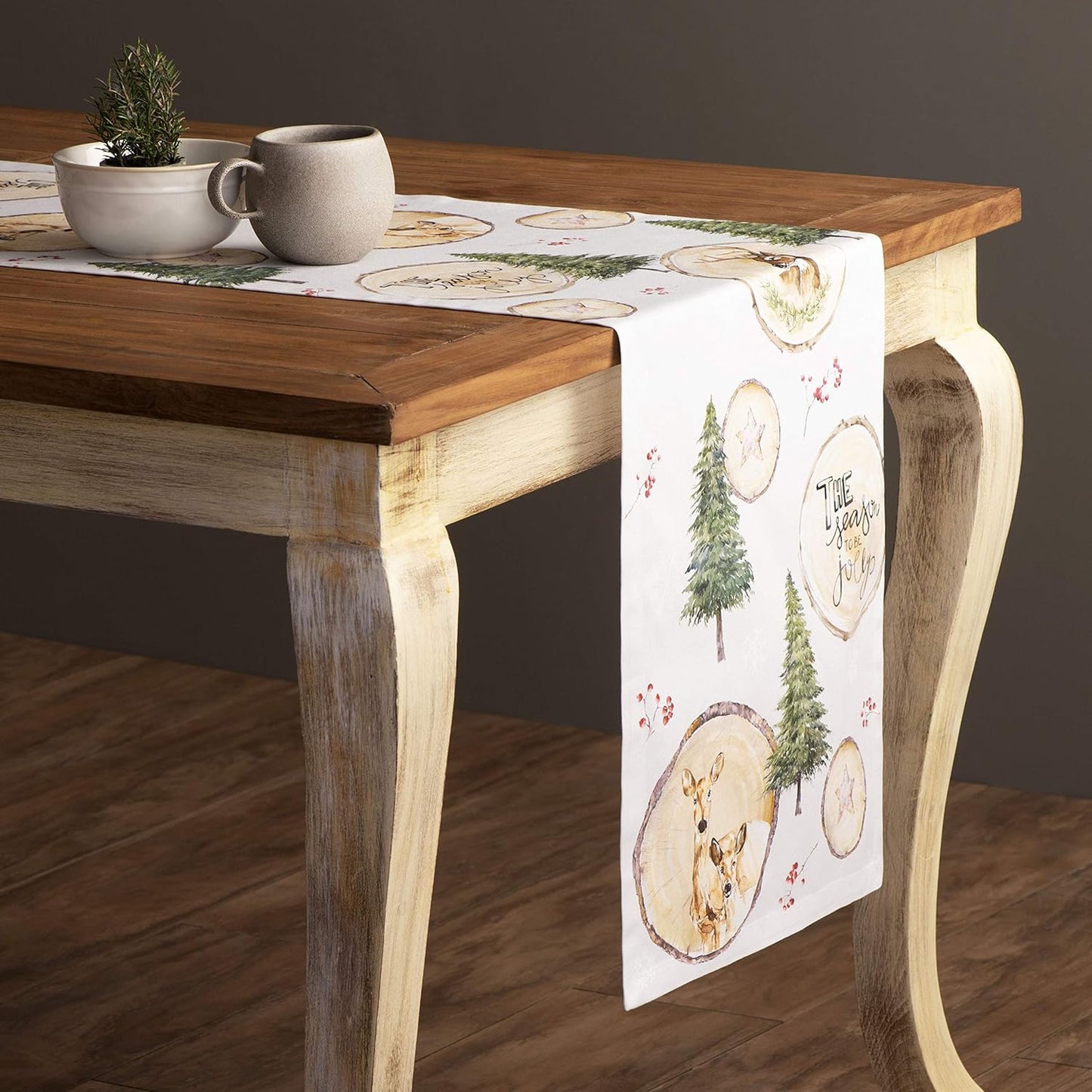 Maison d' Hermine Table Runner 100% Cotton Single Layer Table Runners 48 inches Long Decorative for Home Kitchen Dining Party Baby Shower Wedding Bridal Shower (Mountain Life, 14.50" x 48")