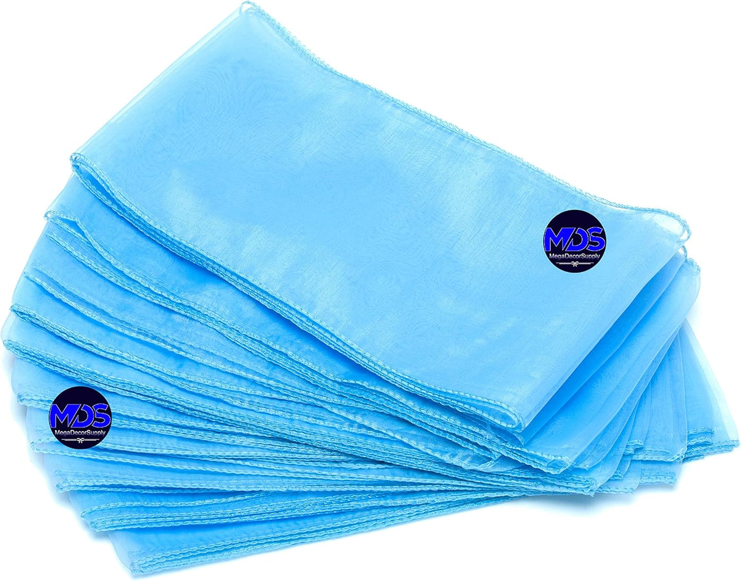 MDS Pack of 75 PCS Organza Chair Sashes Wider Dining Chair Bows Ribbon Tie Back for Wedding Party Birthday Bridal Shower Reception Event Banquet Home Chair Cover Decoration - Baby Blue