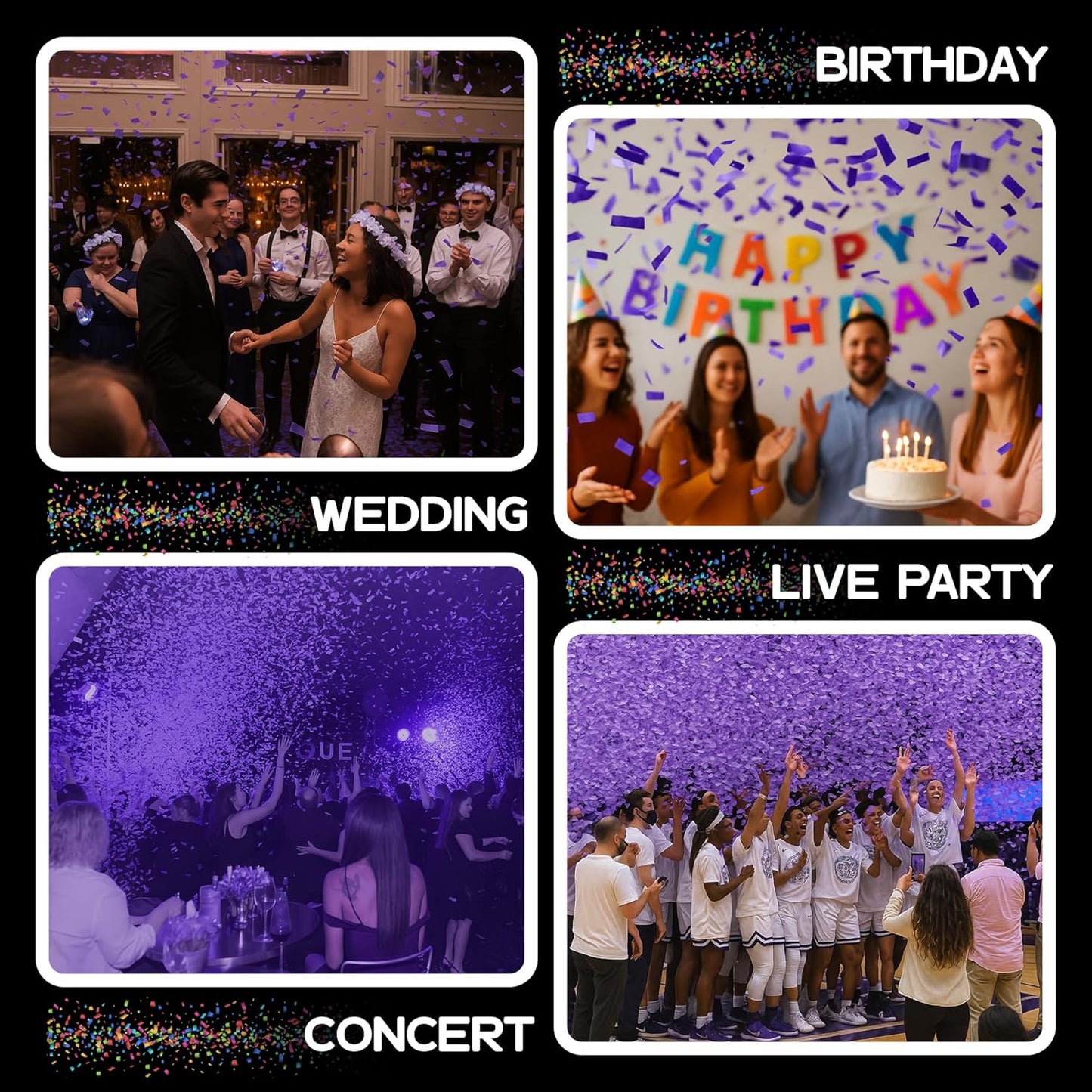 Purple Biodegradable Confetti - Rectangular Fluttering Tissue Paper Confetti for Cannon and Launcher use – Best for Gender Reveal, Wedding, Parties, and Live Events - 1 lb, 16 oz