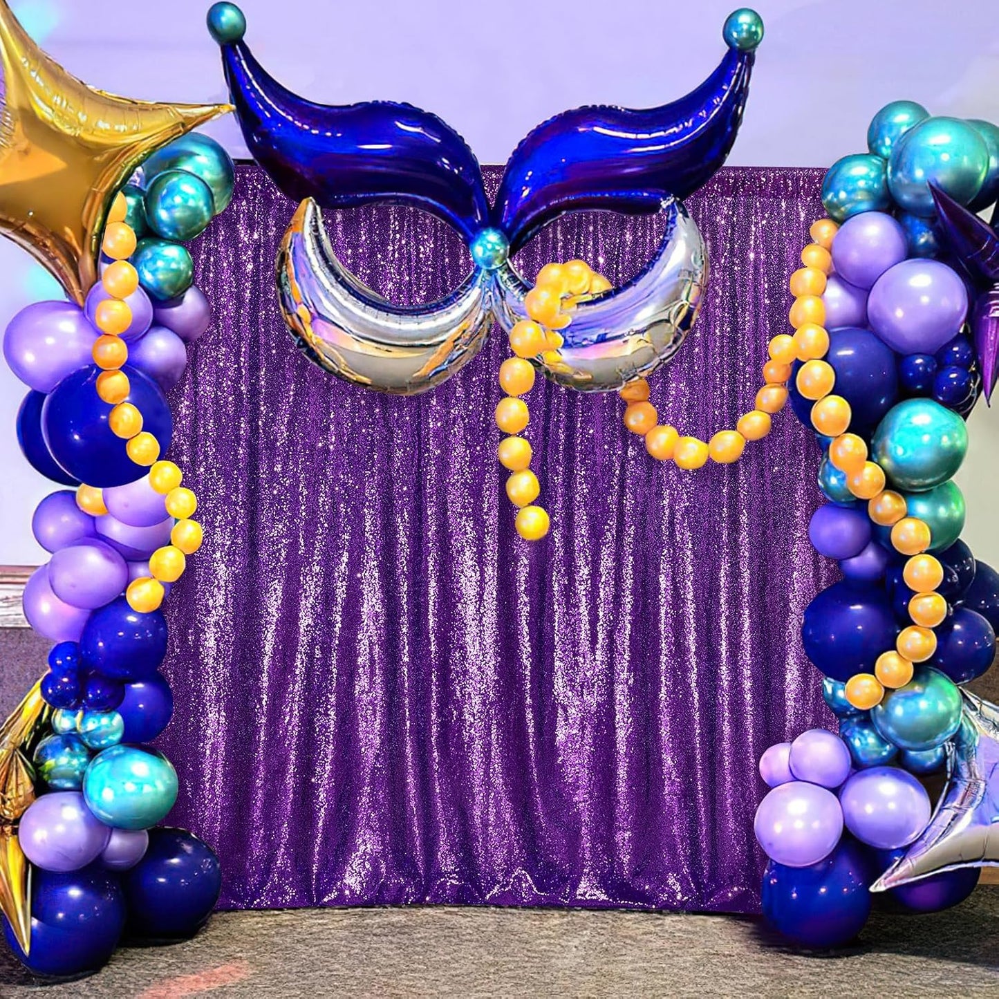 7ft x 7ft Purple Sequin Backdrop Glitter Party Backdrop Curtains Photo Background for Baby Shower Wedding Wall Decorations