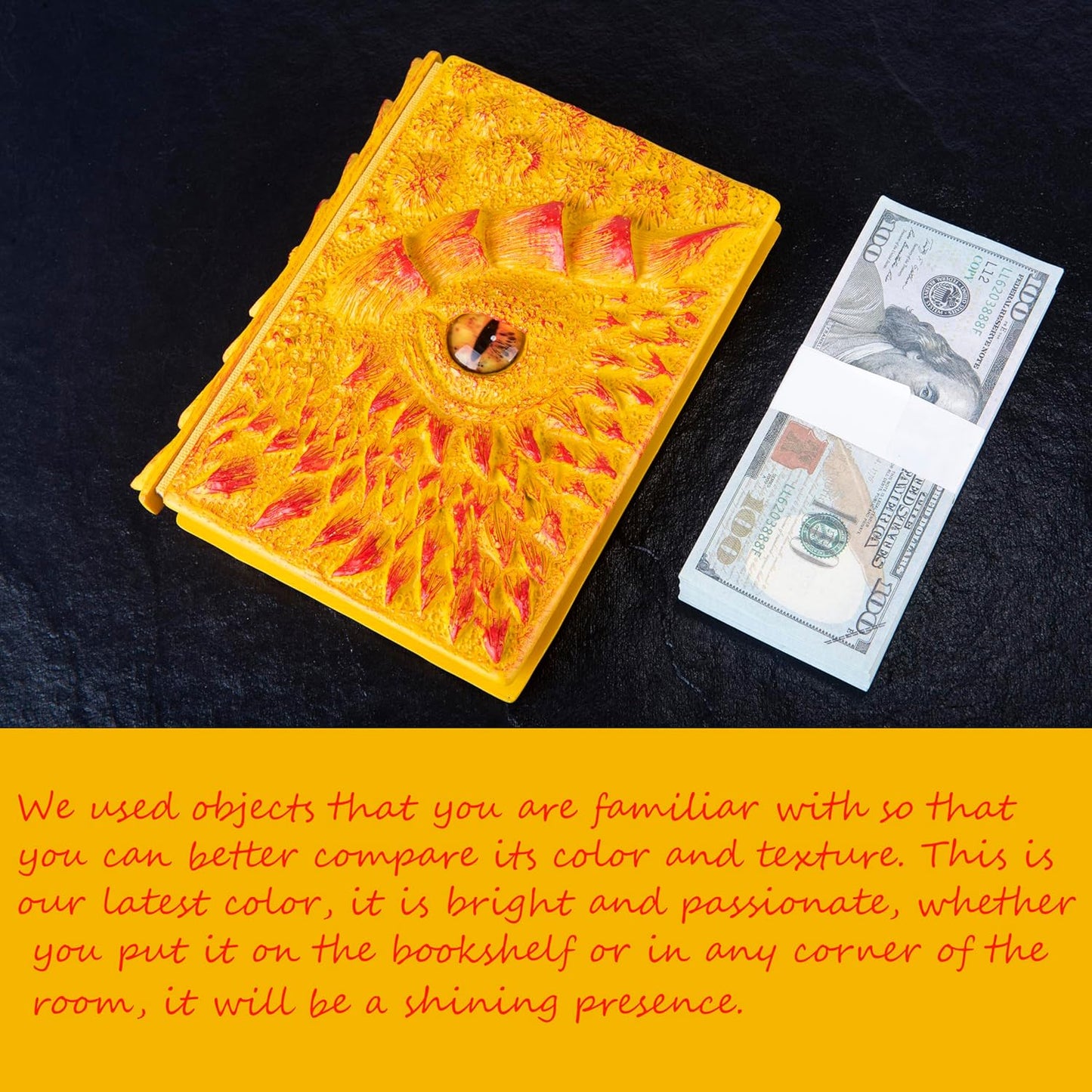 3D Dragon Eye Embossed Journal,Resin Engraving Notebook,Dnd notebook for Dragon Lovers ,Blank Paper,Hardcover Travel Notepad for Writing,Sketchbook,Collection,Gift,Decoration A4 and A5 Size (A5-Yellow)