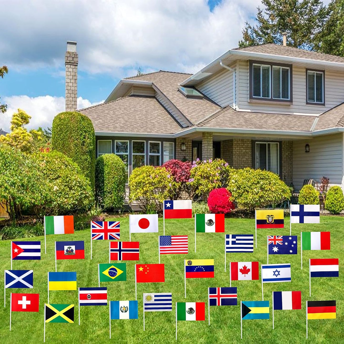 200 Countries International Stick Flags of the World Small Mini Hand Held Flags for Olympics,International Festival,8.2 x 5.5 Inch