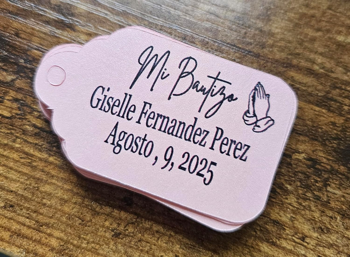 Mi Bautizo Baptism Christening Personalized Thank You Tags 20 pcs - More Colors Available (pink shimmer)
