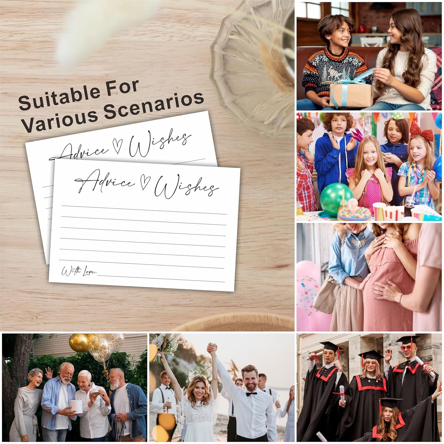 30 Advice And Wishes Cards, Minimalism White Wishes Cards For Wedding, Bridal Shower, Advice And Wishes For The Mr And Mrs, Baby Shower, Graduation, Retirement, Anniversary, Party Favor & Supplies-A01